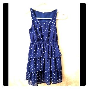 Girls navy polka dot dress